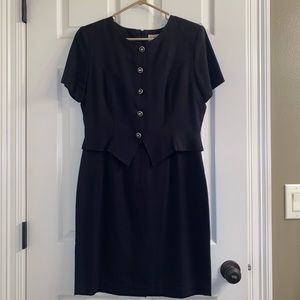 Jennifer James Womens Black Peplum Sheer Dress